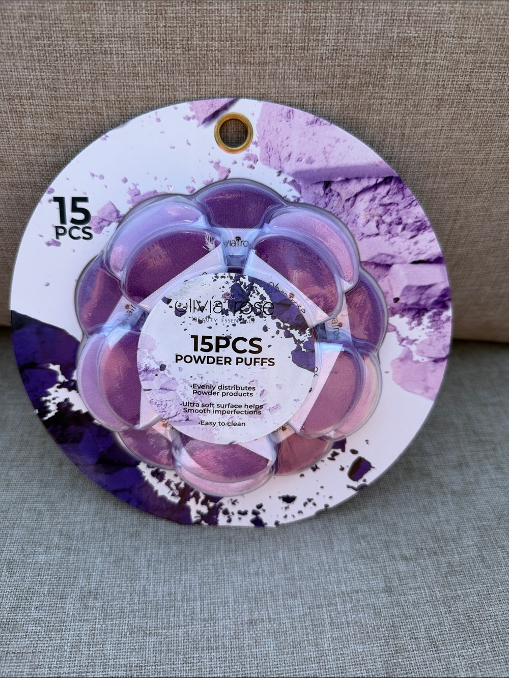 Olivia Rose Purple Powder Puffs - 15 Pack